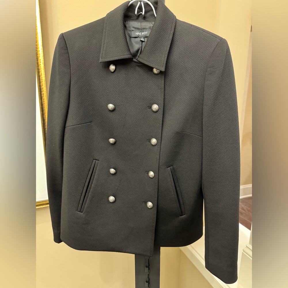 Nine West Charcoal Double-Breasted Pea Coat